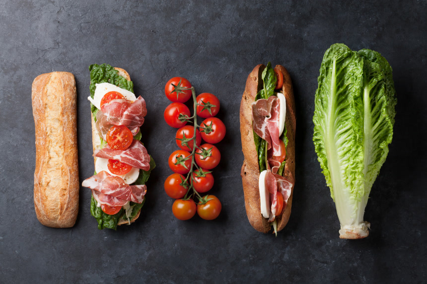 蔬菜肉类面包美食食品背景图