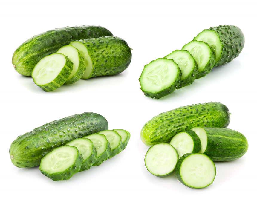 黄瓜片和一整个黄瓜白底图青瓜美食蔬菜食物