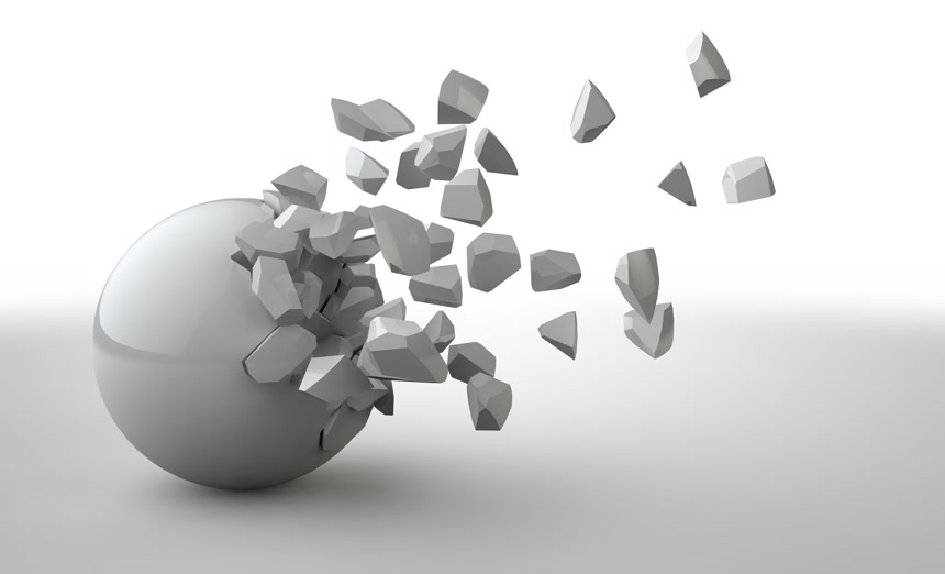 白色球体破碎的 3d白色背景图