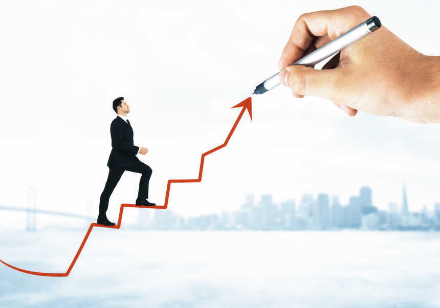 商务人士合成的成功和收入概念的科技背景图片