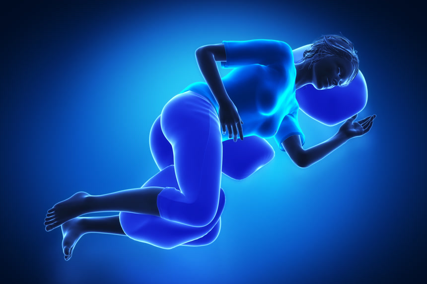 女人的好睡眠姿势三维透视图医疗人像