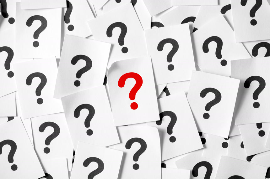 一堆黑色问号中唯一一个红色问号思考背景