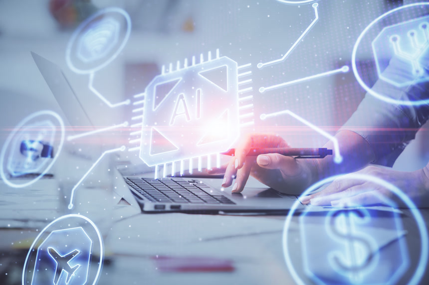 工作在计算机和数据主题全息图上技术概念.