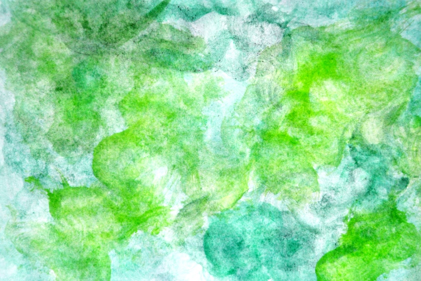 抽象水彩绿色调不同深浅的绿交融在一起