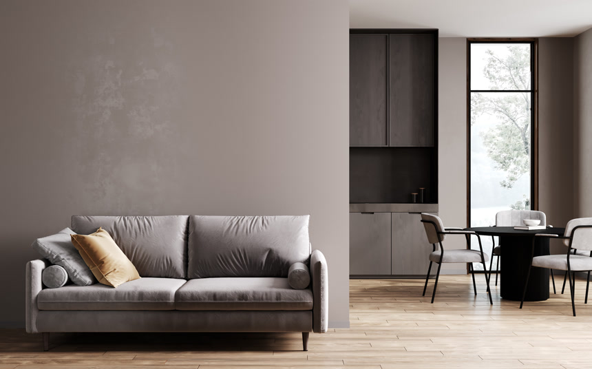 带有餐厅和沙发的现代厨房内部案例图室内设计