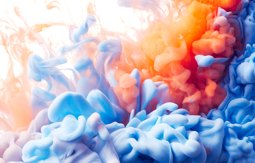 抽象的颜料在水中的飞溅设计