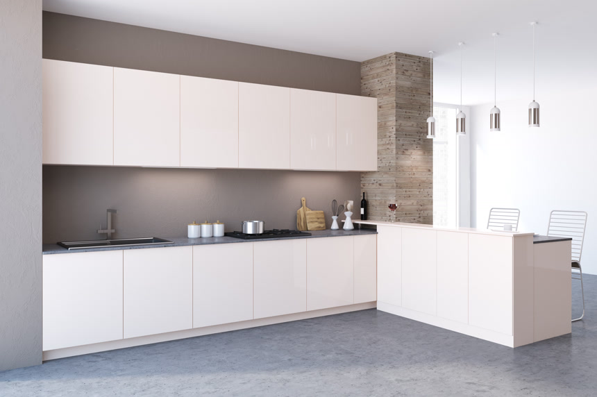 白色全景厨房橱柜设计造型室内设计厨房设计 