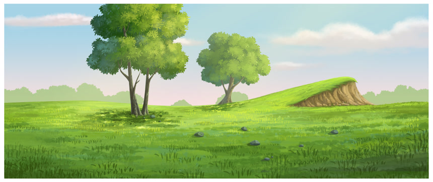 宁静的乡村风景画动画插画