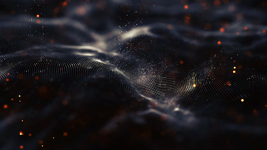 信息技术抽象的未来主义图解连接点和线在黑暗的背景3D渲染