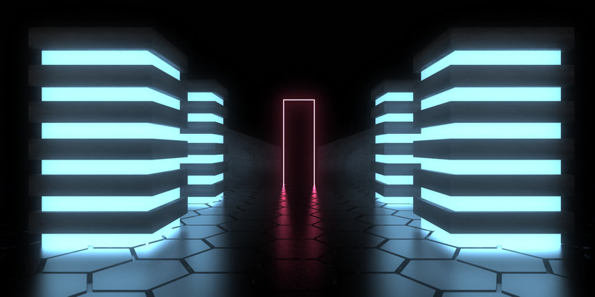 带有霓虹灯的黑色3D抽象背景