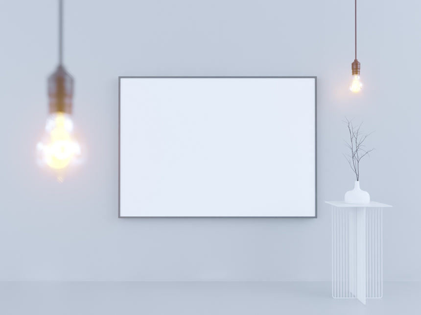 海报布局, 模板模板在白色和黑色背景, 准备为您的设计, 3d 插图. 白色模板 图文展示 