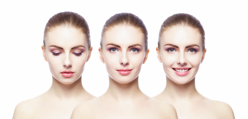 女性展示淡妆效果美业美容