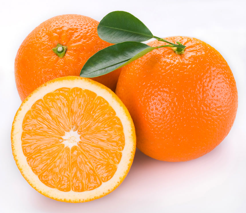 白底图上切开的橙子水果宣传