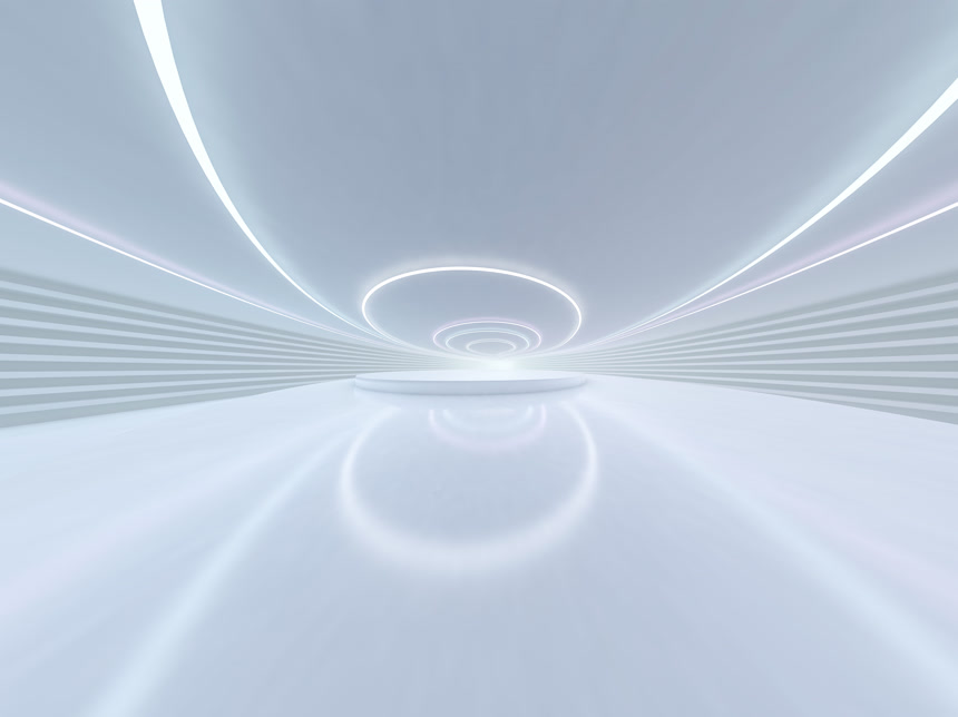 抽象现代建筑背景。三维建筑设计三维空间