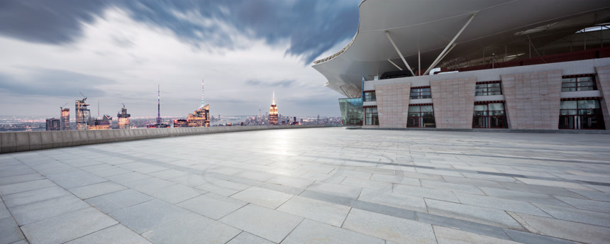 空旷的广场与建筑、现代都市景观