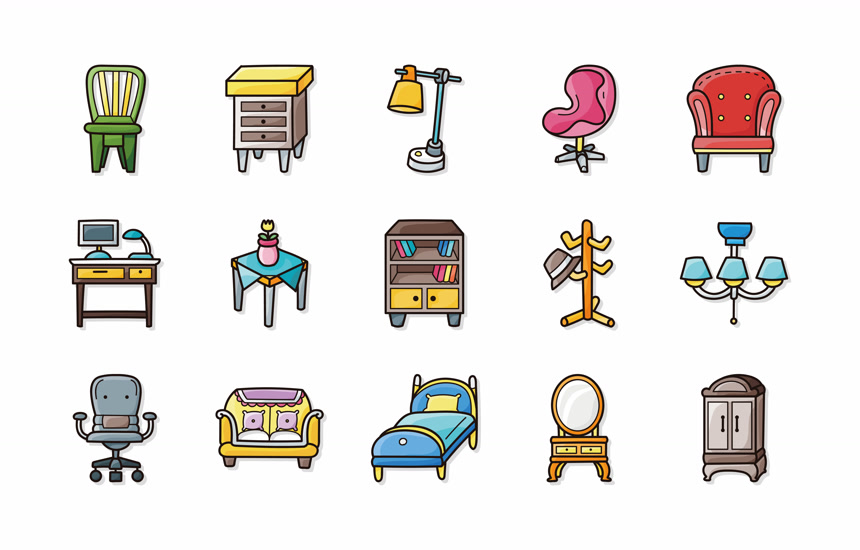 各种家具的图标合集
