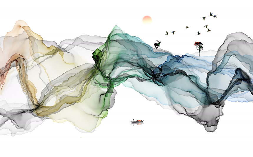 抽象艺术油画艺术风格现代艺术墙的时尚装饰墙面墙纸壁画地毯挂一幅画白色底插画