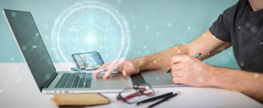 基于数字球面连接全息图3d 渲染的模糊背景图形设计器  现代科技与发展概念