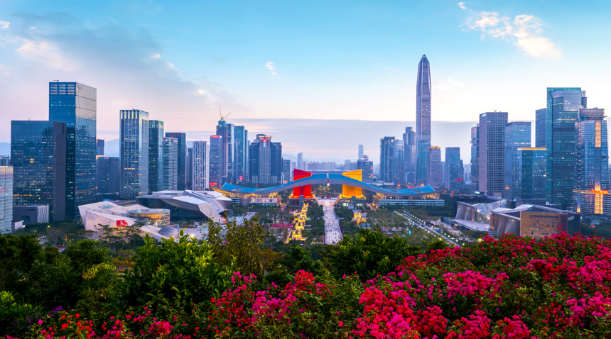 深圳市天际线与建筑景观夜幕都市景观