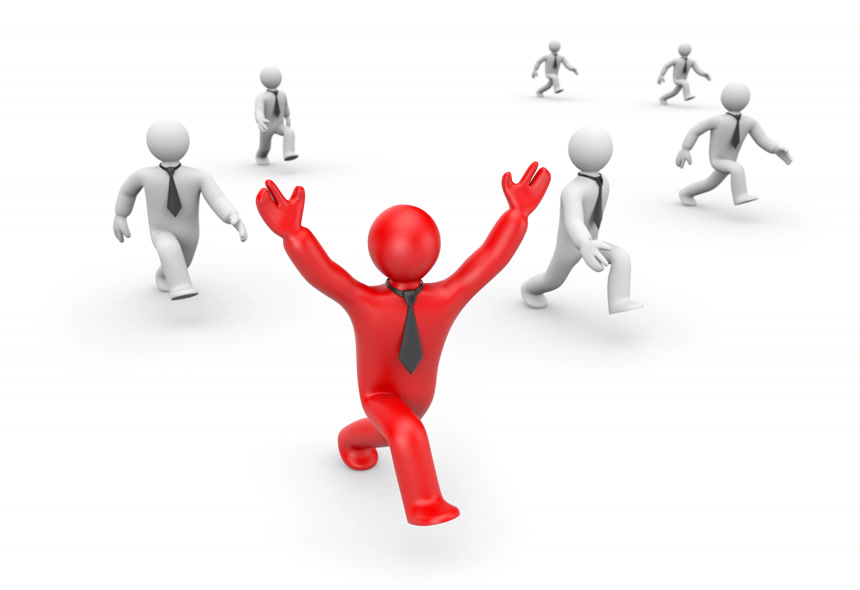 三D立体小人走向成功素材白底图