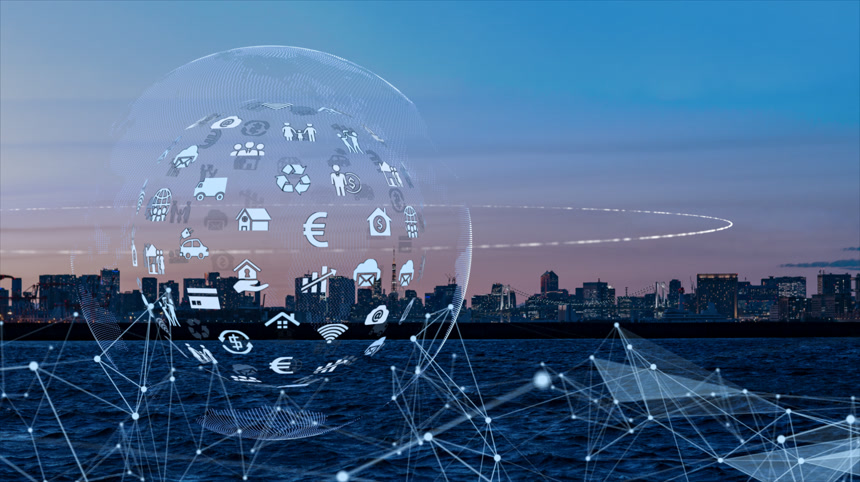 具有不同图解的业务信息图形集信息技术未来科技