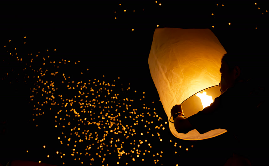 泰国清迈的洛伊克拉通和易鹏灯节生活方式