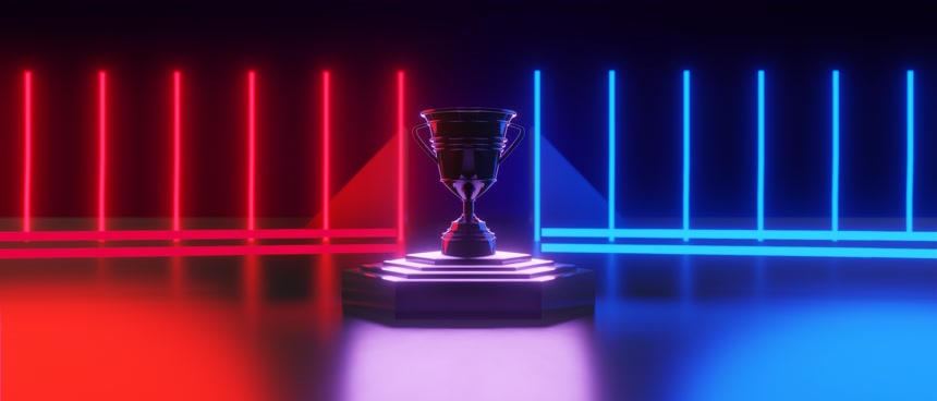 红蓝霓虹灯光科幻抽象背景图