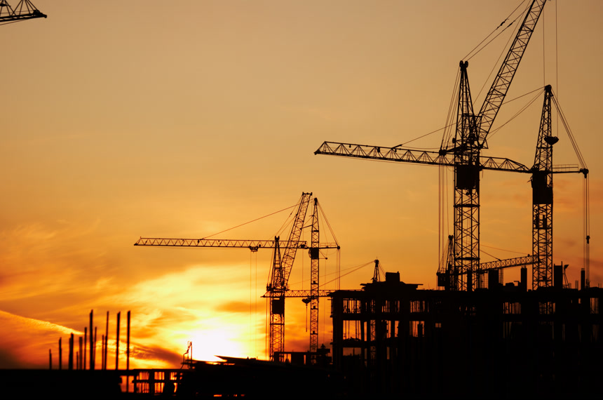 日落的城市施工建筑工地壁纸