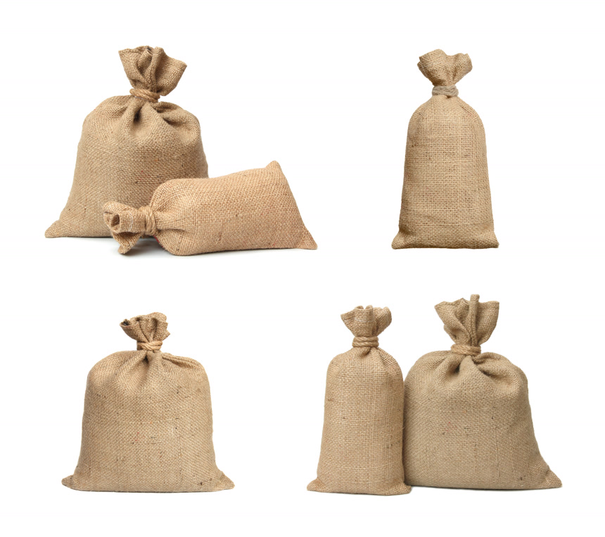 棕色粗麻布袋白底图