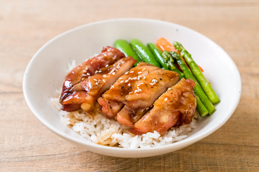 一碗照烧鸡腿盖浇饭餐厅美食宣传图