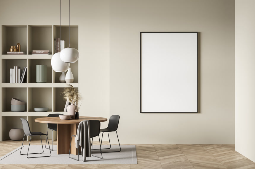 3D渲染现代明亮的室内设计生活方式