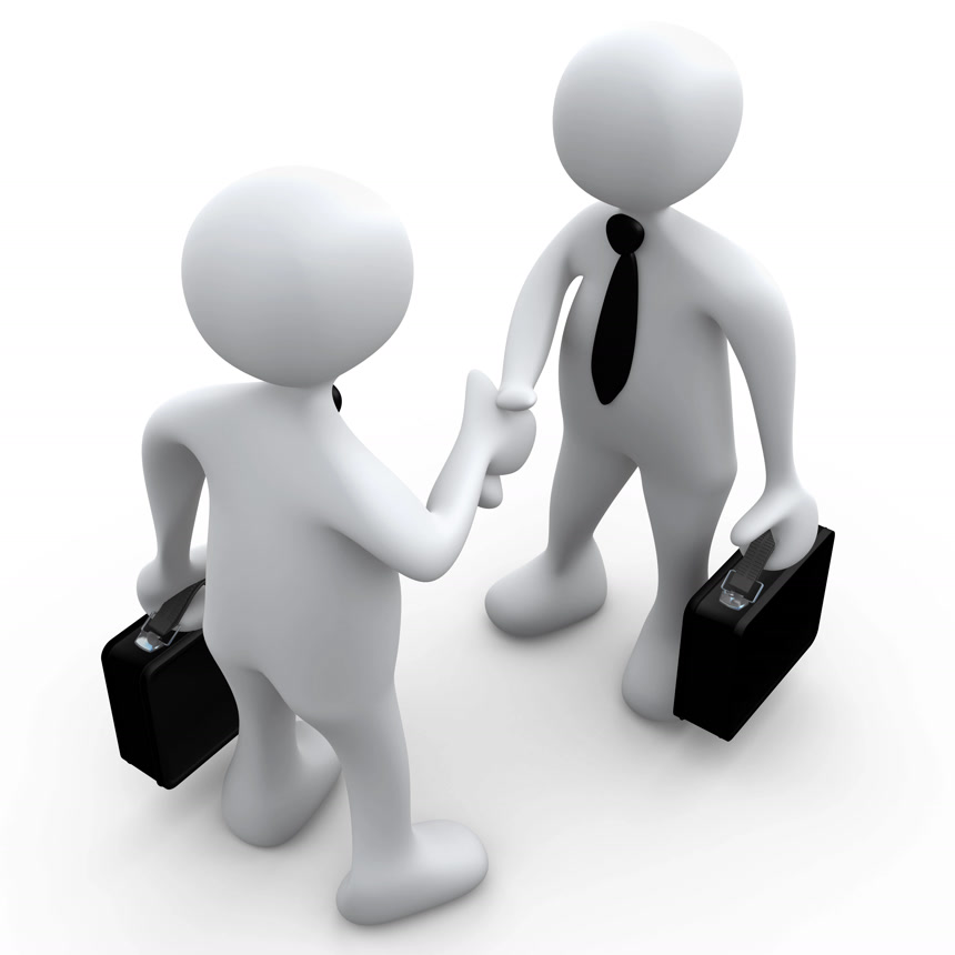 3D渲染卡通商务人士握手洽谈合作商务办公