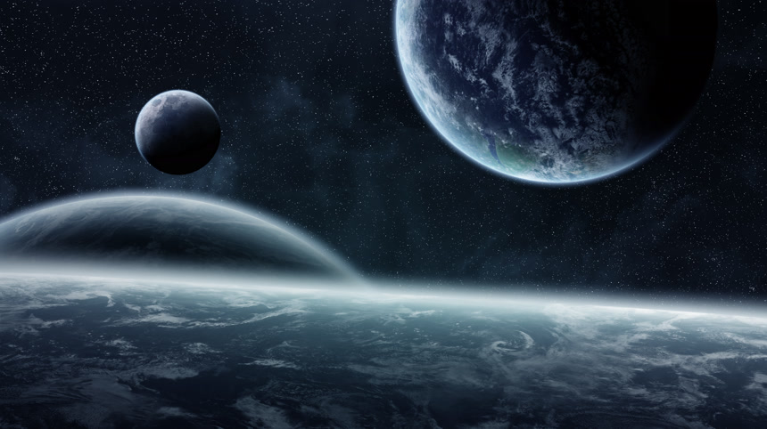 行星在太空中航天航空科技发展