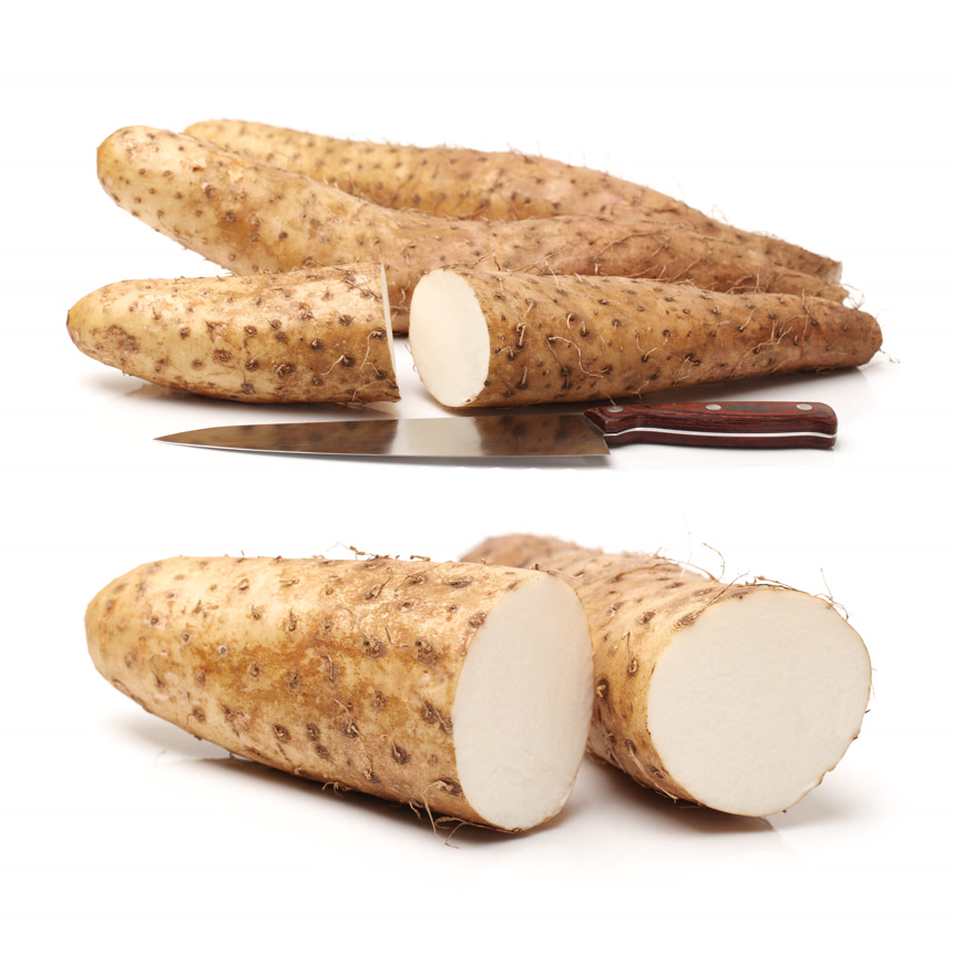 新鲜的山药切半果蔬白底图