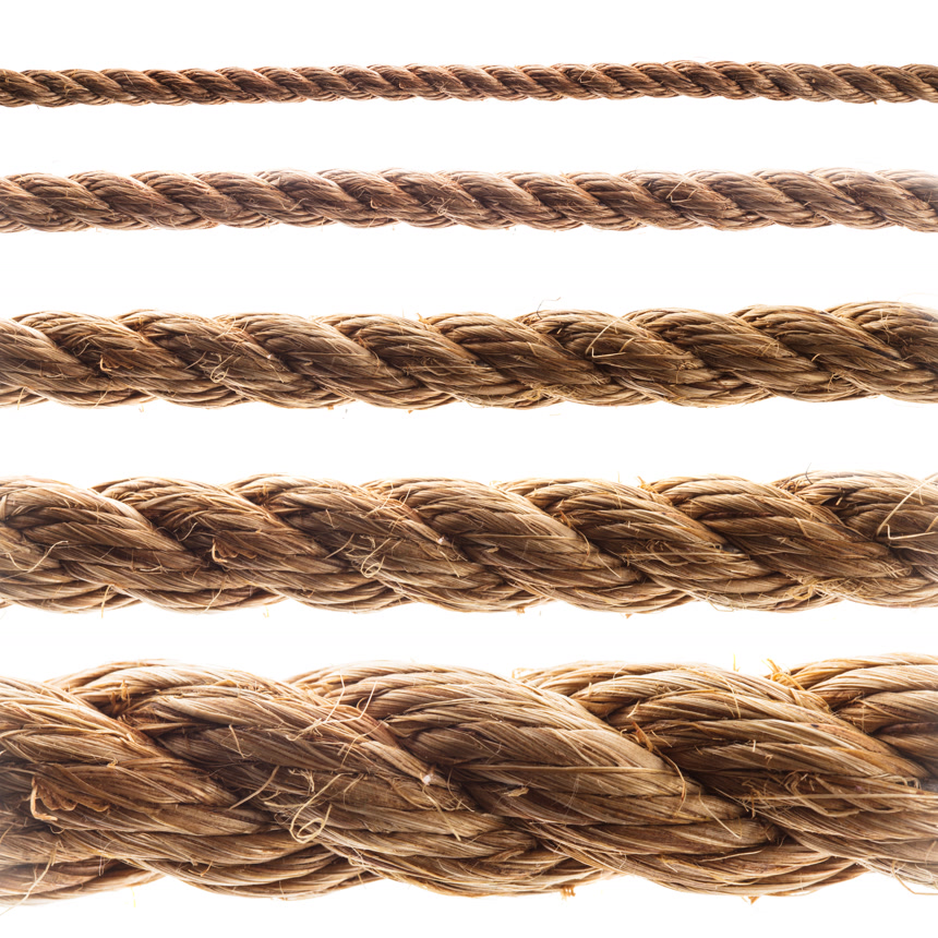 由粗到细的麻绳白底图