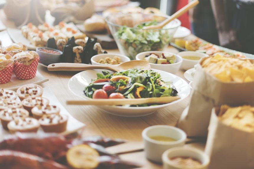 丰盛美食自助餐聚会生活场景背景