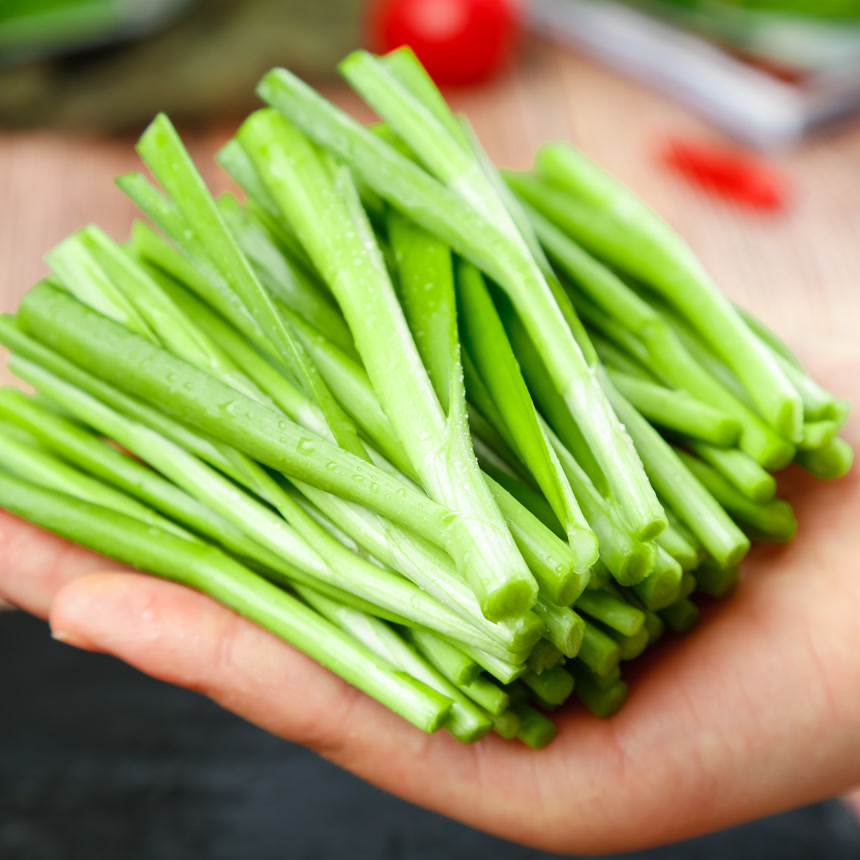 深底上的新鲜韭菜