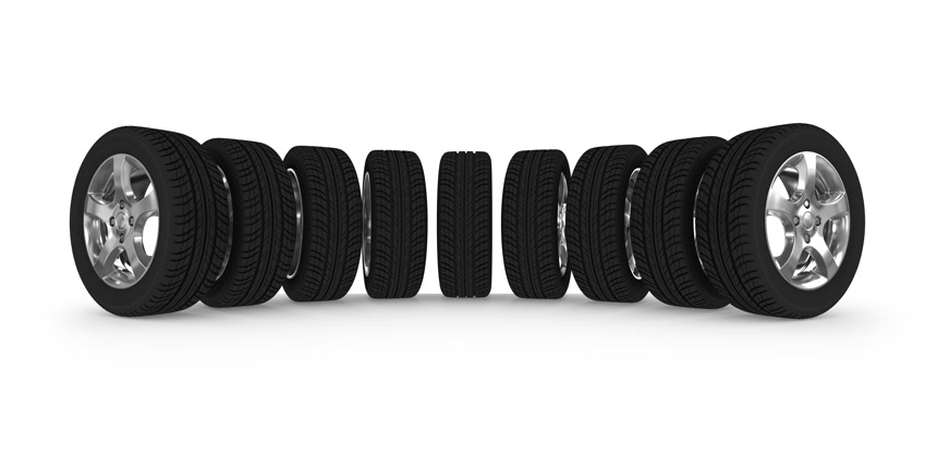 一排黑色车轮白底图产品宣传素材