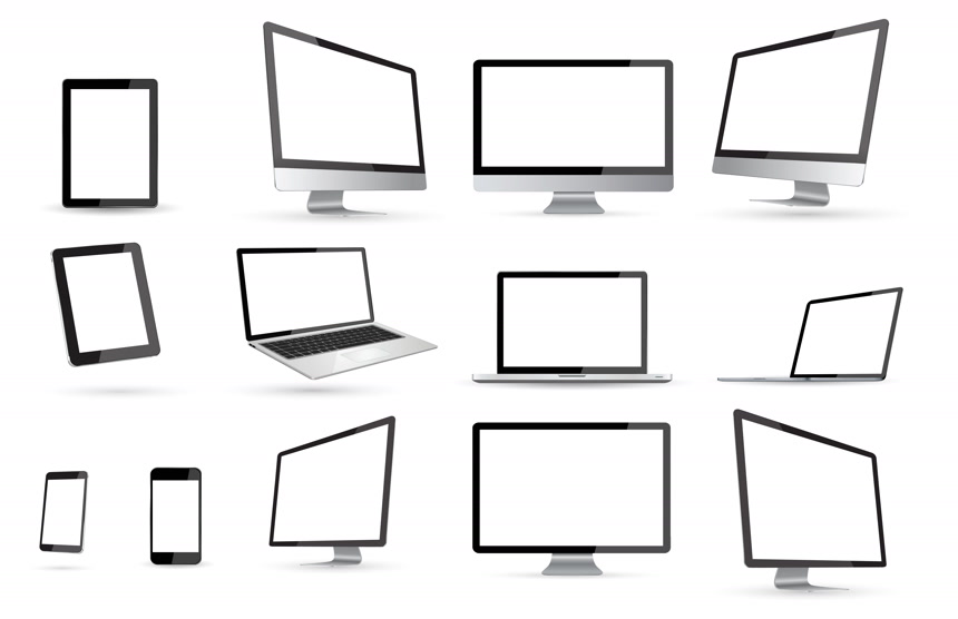 现代数字技术设备手绘白底图电子设备