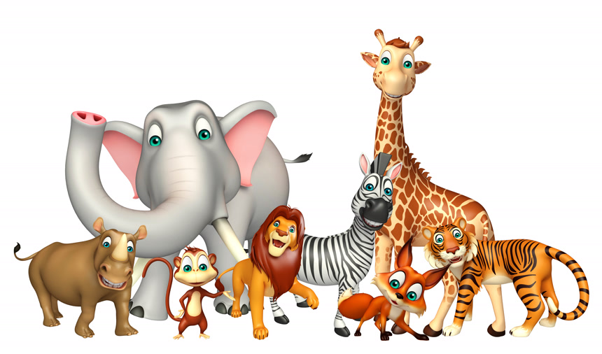 野生动物集合卡通形象动画片