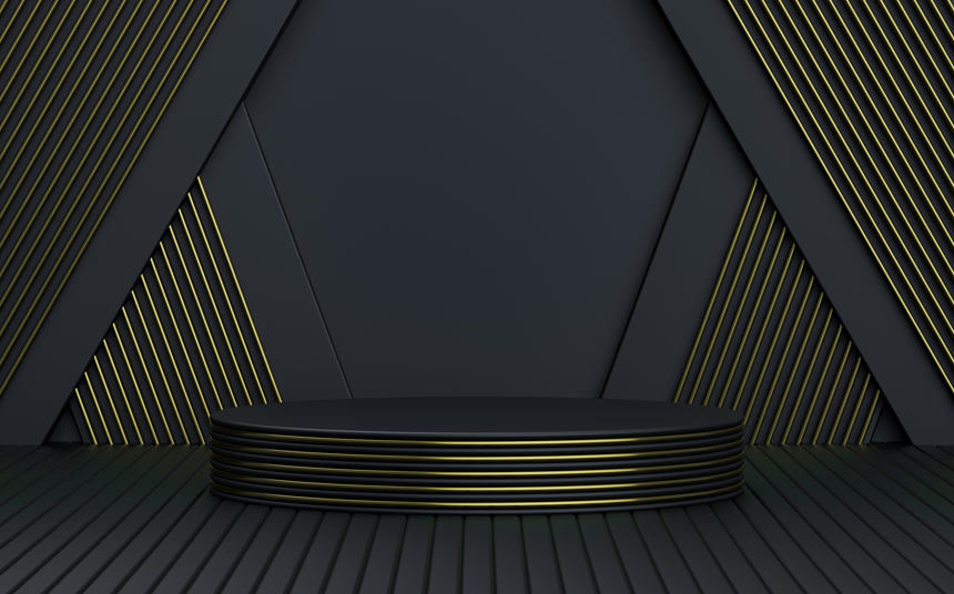 黑暗豪华金属外观抽象空间讲台产品促销电商素材