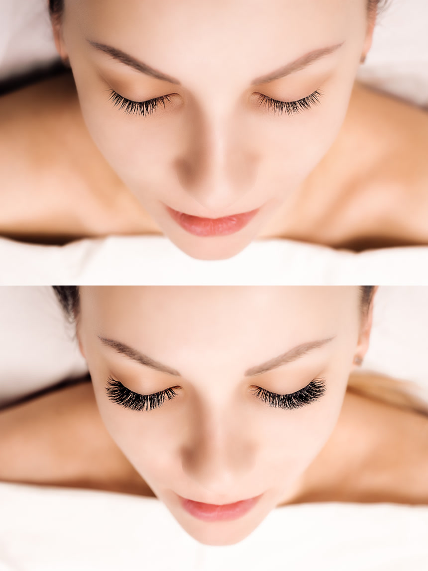 美女展示面部特写美睫过程美容美业宣传图