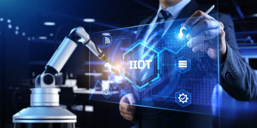  3d渲染商人用全息图工业互联网的概念商务经济办公