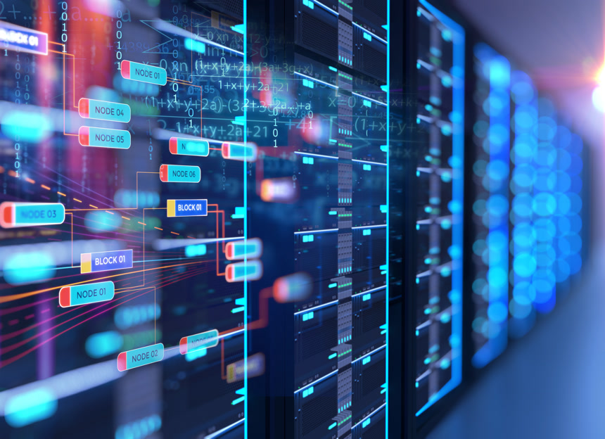 数据中心中服务器机架的服务器机房走廊互联网