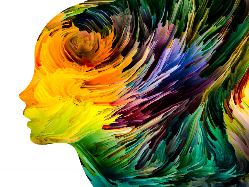 人物形象与里面的彩绘漩涡相分离创造力想象力艺术