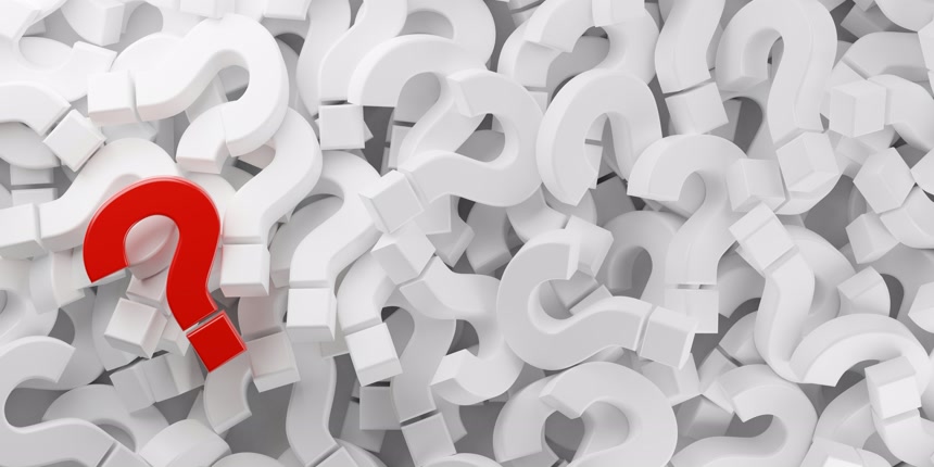 带有一个红色问号的白色问号符号从上到下俯瞰3D插图素材