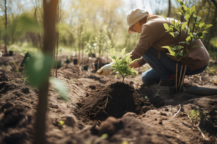 Planting Trees for a Sustainable Future: Community Garden and Environmental Conservation - Promoting Habitat Restoration and Community Engagement on Earth Day果农果园种植生活方式