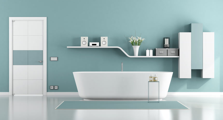 蓝色现代浴室摄影图室内场景