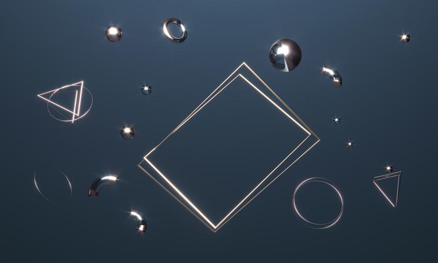 金色立体金属质感几何形状电商宣传背景