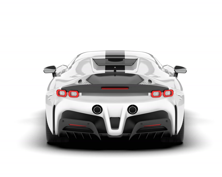 创意炫酷白色跑车3D渲染白底图交通运输
